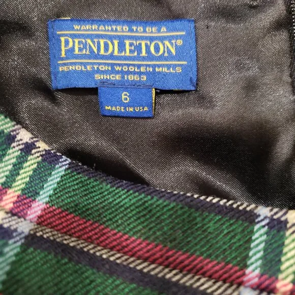 Pendleton Sheath Lined Plaid Dress 6 Wool Plaid Classic Style Like New Condition - Picture 11 of 11